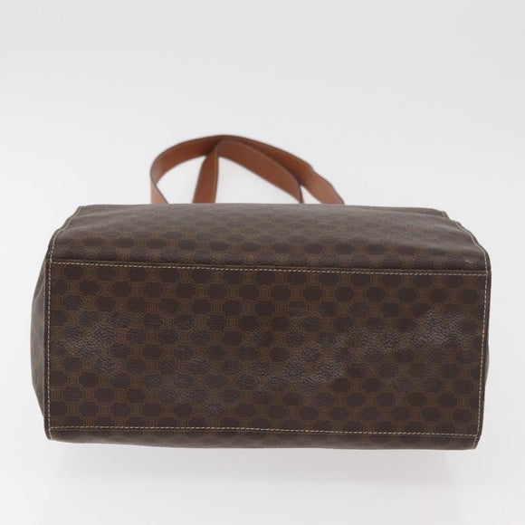 CELINE Macadam Canvas Tote Bag PVC Leather Brown Gold Auth 180188