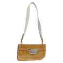 PRADA Shoulder Bag Patent leather Yellow Silver Auth 180190-1
