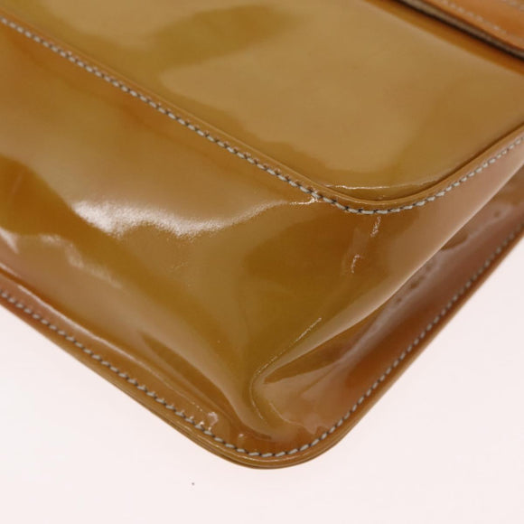 PRADA Shoulder Bag Patent leather Yellow Silver Auth 180190