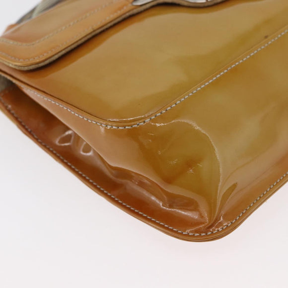 PRADA Shoulder Bag Patent leather Yellow Silver Auth 180190