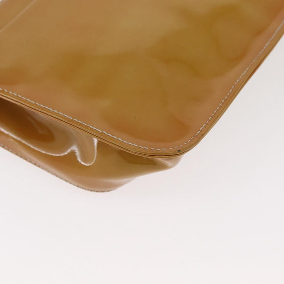 PRADA Shoulder Bag Patent leather Yellow Silver Auth 180190