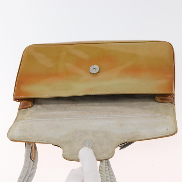 PRADA Shoulder Bag Patent leather Yellow Silver Auth 180190