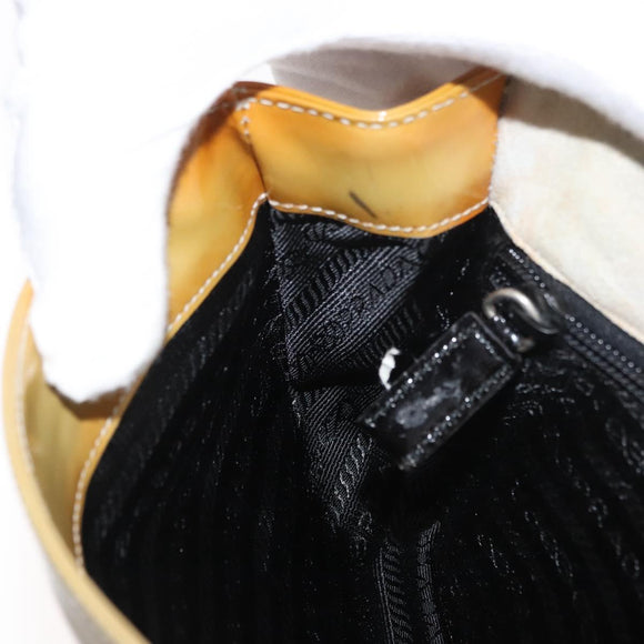 PRADA Shoulder Bag Patent leather Yellow Silver Auth 180190