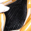 PRADA Shoulder Bag Patent leather Yellow Silver Auth 180190-27