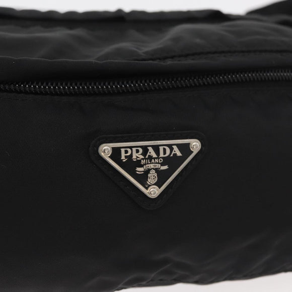 PRADA Bauchtasche Nylon Schwarz Silber Auth 180191
