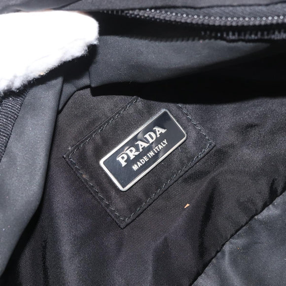PRADA Bauchtasche Nylon Schwarz Silber Auth 180191