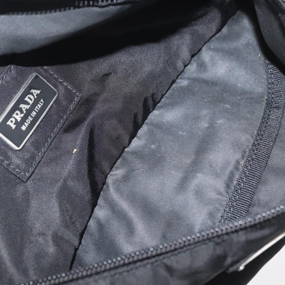 PRADA Bauchtasche Nylon Schwarz Silber Auth 180191