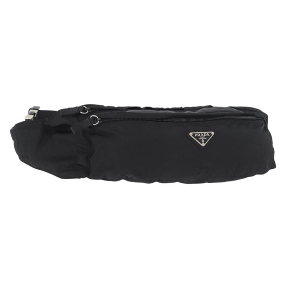 PRADA Bauchtasche Nylon Schwarz Silber Auth 180191