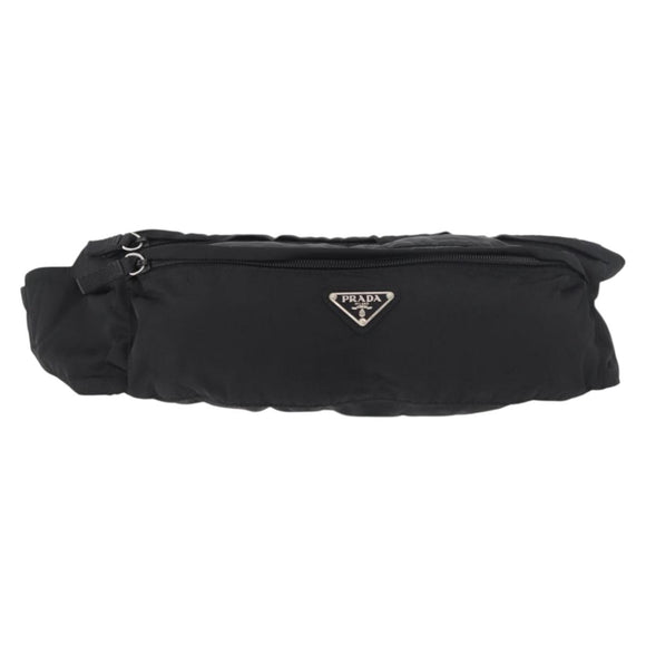 PRADA Bauchtasche Nylon Schwarz Silber Auth 180191