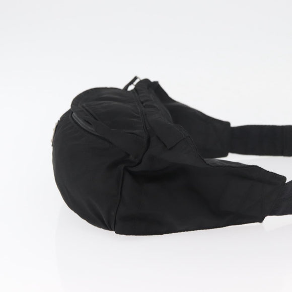 PRADA Bauchtasche Nylon Schwarz Silber Auth 180191