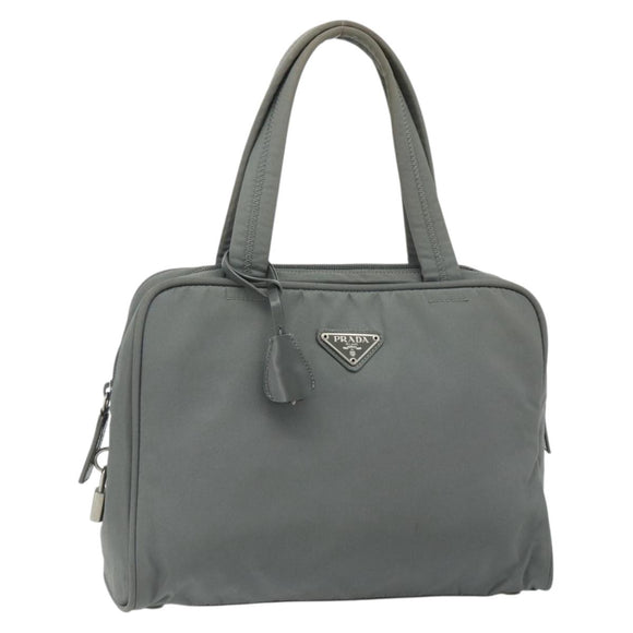 PRADA Hand Bag Nylon Gray Silver Auth 180192A