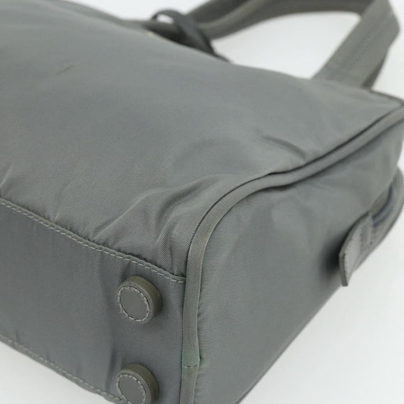 PRADA Hand Bag Nylon Gray Silver Auth 180192A