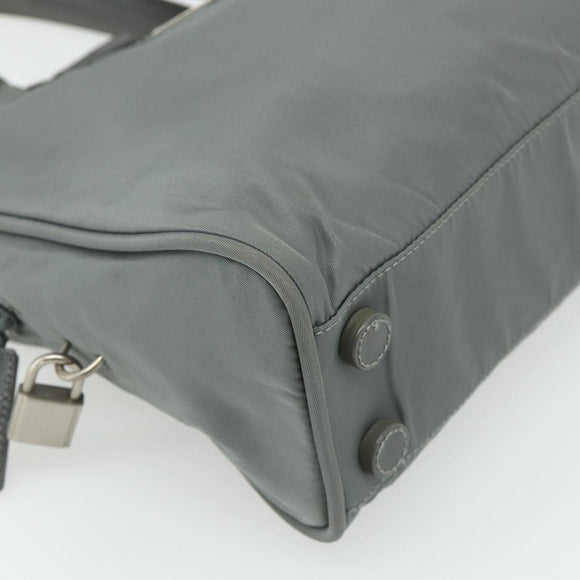 PRADA Hand Bag Nylon Gray Silver Auth 180192A