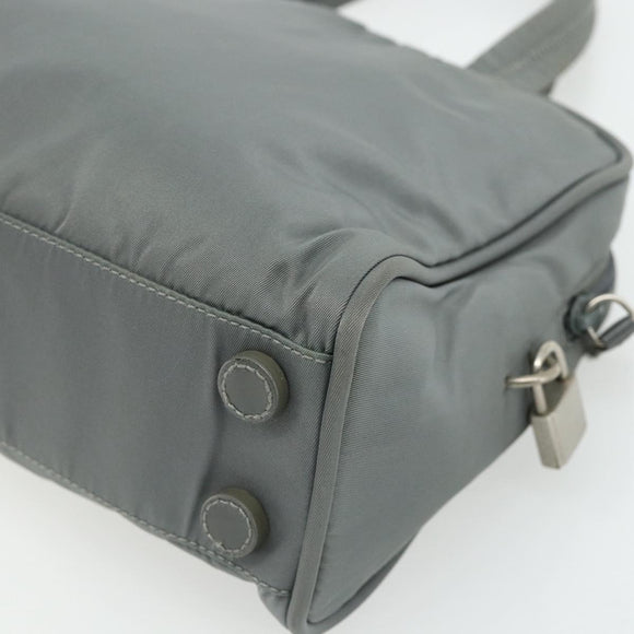 PRADA Hand Bag Nylon Gray Silver Auth 180192A