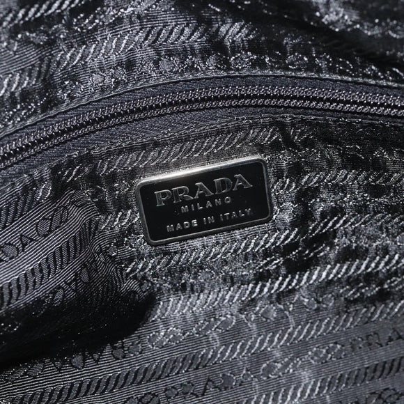 PRADA Hand Bag Nylon Gray Silver Auth 180192A