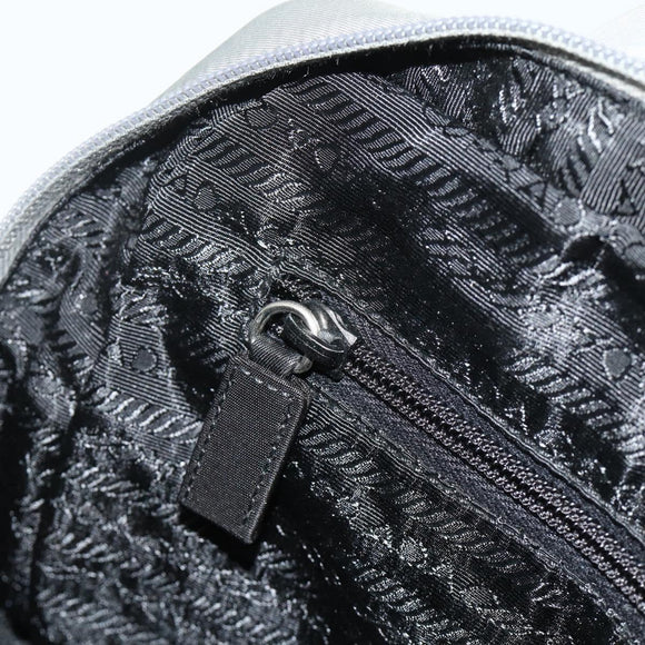 PRADA Hand Bag Nylon Gray Silver Auth 180192A