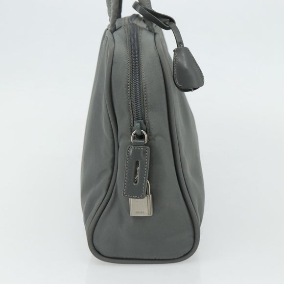 PRADA Hand Bag Nylon Gray Silver Auth 180192A
