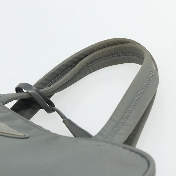 PRADA Hand Bag Nylon Gray Silver Auth 180192A