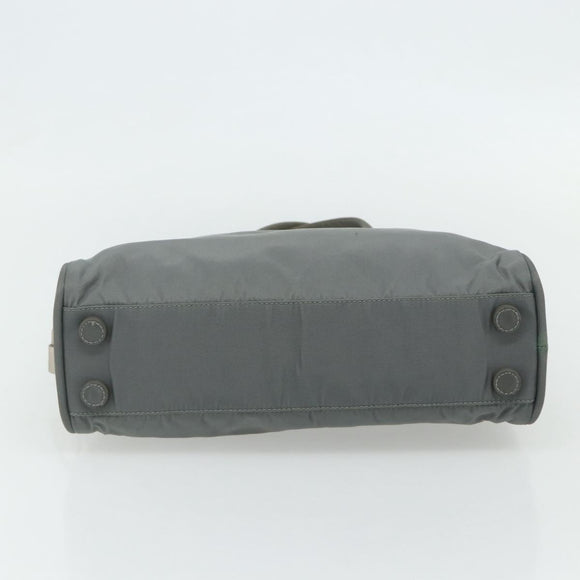 PRADA Hand Bag Nylon Gray Silver Auth 180192A