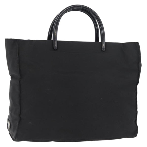 PRADA Hand Bag Nylon Black Silver Auth 180193