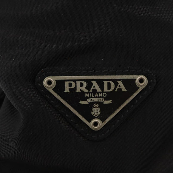 PRADA Hand Bag Nylon Black Silver Auth 180193