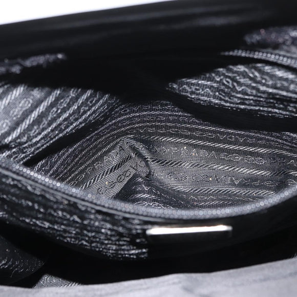 PRADA Hand Bag Nylon Black Silver Auth 180193