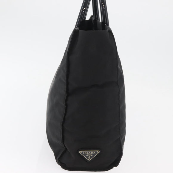 PRADA Hand Bag Nylon Black Silver Auth 180193