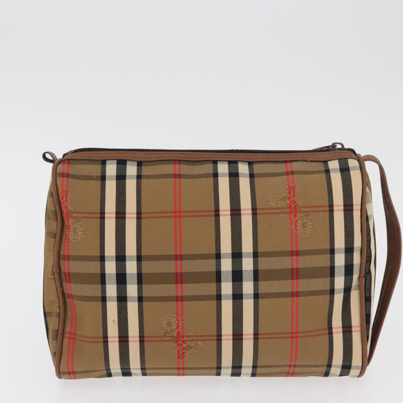 Burberry Nova Check Clutch Bag Canvas 2er Set Beige Auth 180194