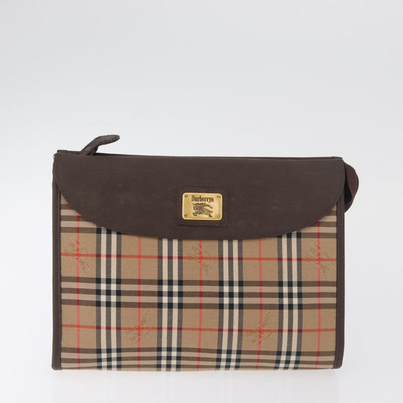 Burberry Nova Check Clutch Bag Canvas 2er Set Beige Auth 180194