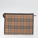 Burberry Nova Check Clutch Bag Canvas 2er Set Beige Auth 180194-3