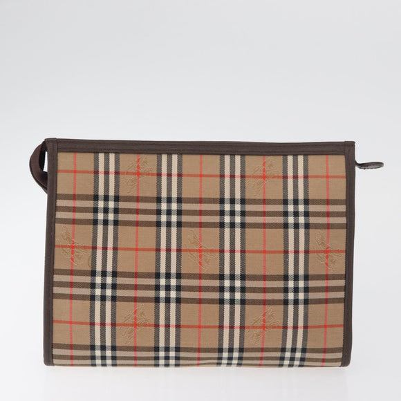 Burberry Nova Check Clutch Bag Canvas 2er Set Beige Auth 180194