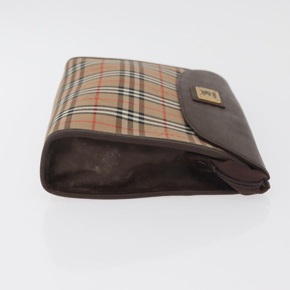 Burberry Nova Check Clutch Bag Canvas 2er Set Beige Auth 180194