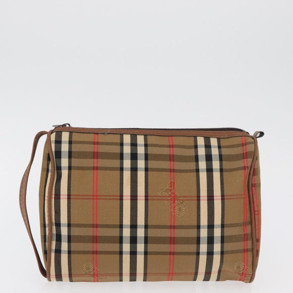 Burberry Nova Check Clutch Bag Canvas 2er Set Beige Auth 180194