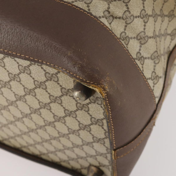 GUCCI GG Supreme Web Sherry Line Boston Bag PVC Beige Red Auth 180195