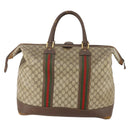 GUCCI GG Supreme Web Sherry Line Boston Bag PVC Beige Red Auth 180195-3
