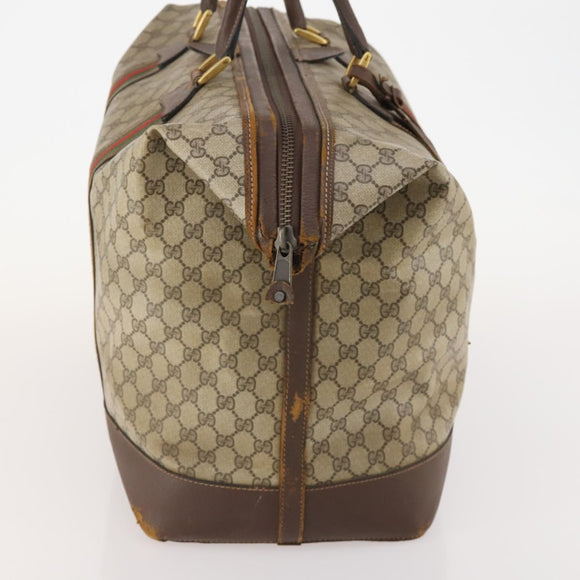 GUCCI GG Supreme Web Sherry Line Boston Bag PVC Beige Red Auth 180195