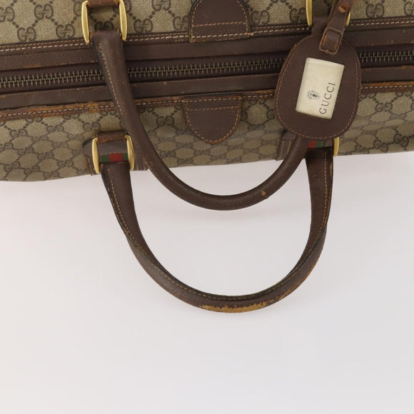 GUCCI GG Supreme Web Sherry Line Boston Bag PVC Beige Red Auth 180195