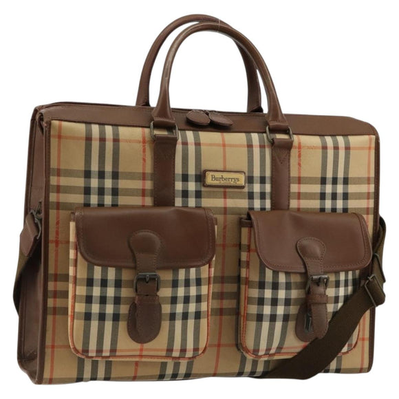 Burberrys Nova Check Business Bag Canvas 2way Beige Auth 180196