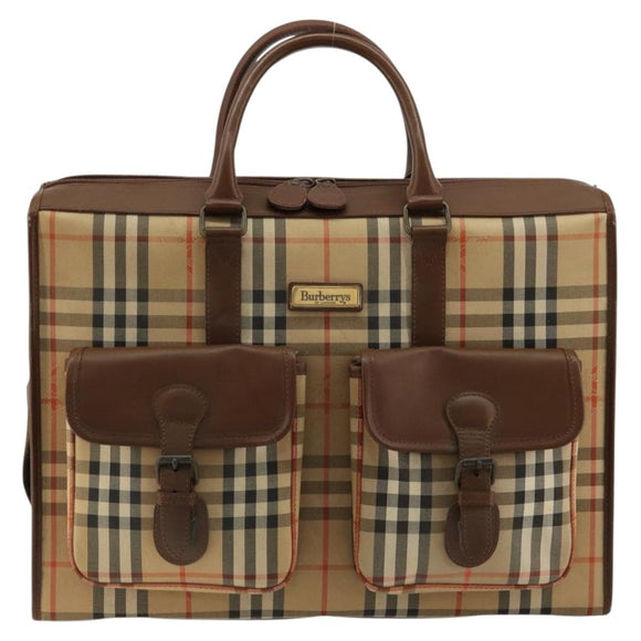 Burberrys Nova Check Business Bag Canvas 2way Beige Auth 180196