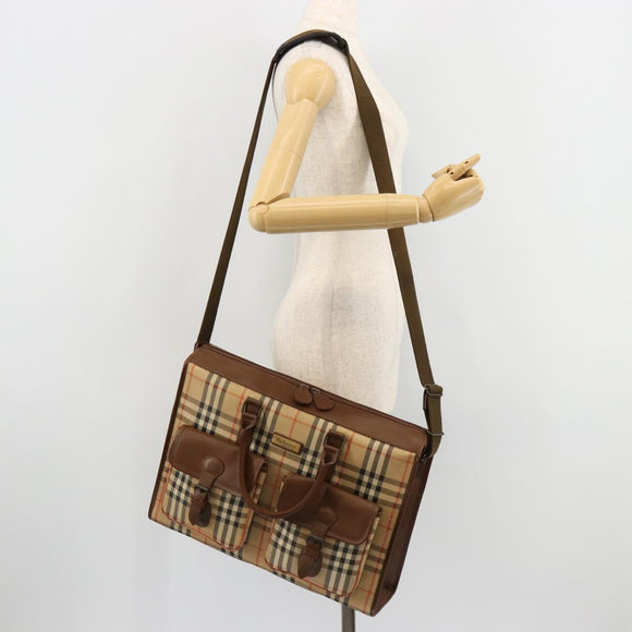 Burberrys Nova Check Business Bag Canvas 2way Beige Auth 180196
