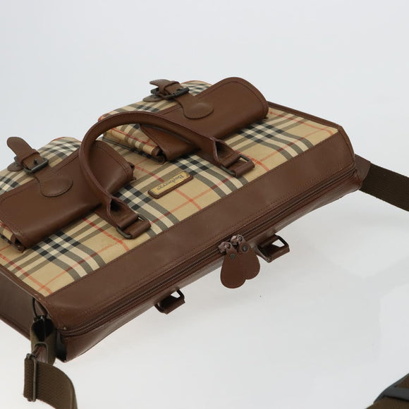 Burberrys Nova Check Business Bag Canvas 2way Beige Auth 180196