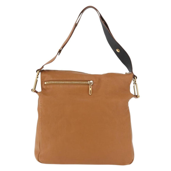Chloe Shoulder Bag Leather Brown Gold Auth 180199