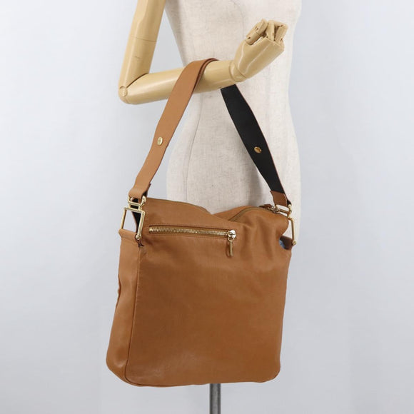 Chloe Shoulder Bag Leather Brown Gold Auth 180199