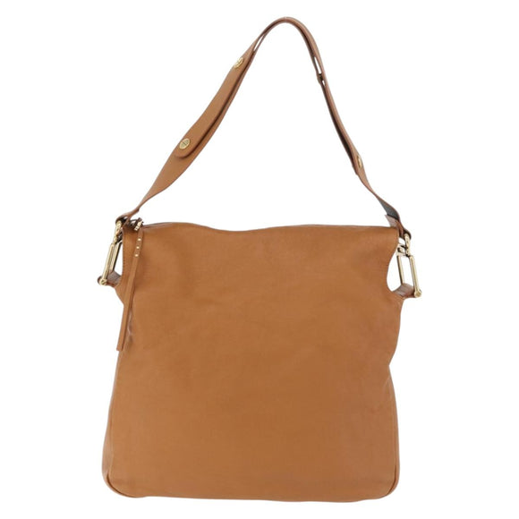 Chloe Shoulder Bag Leather Brown Gold Auth 180199
