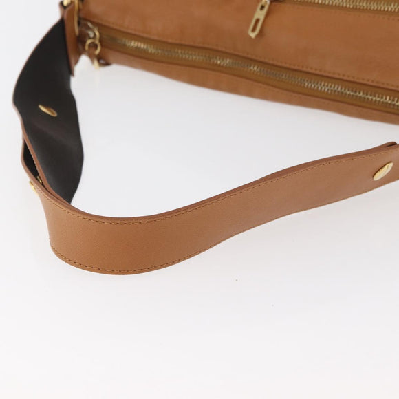 Chloe Shoulder Bag Leather Brown Gold Auth 180199