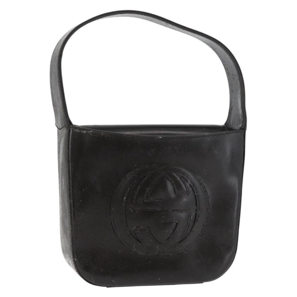 GUCCI Shoulder Bag Patent leather Brown Silver Auth 180202