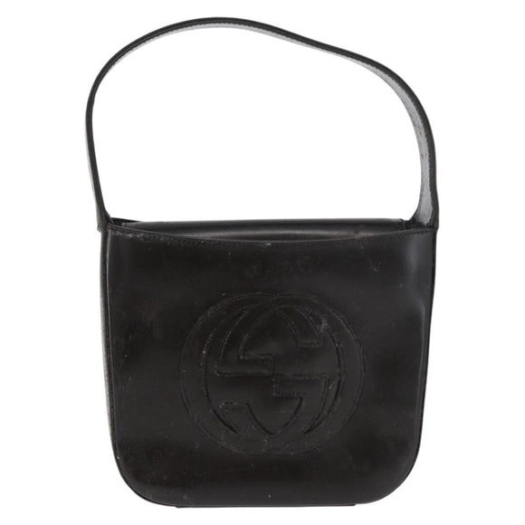 GUCCI Shoulder Bag Patent leather Brown Silver Auth 180202