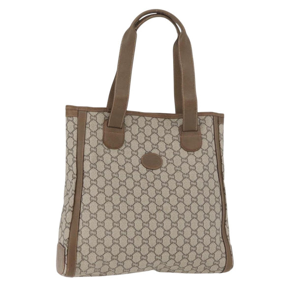 GUCCI GG Plus Supreme Tote Bag PVC Beige Auth 180203