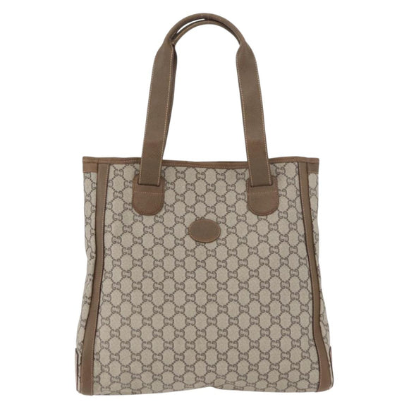 GUCCI GG Plus Supreme Tote Bag PVC Beige Auth 180203