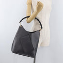GUCCI Bamboo Shoulder Bag Leather Black Gold Auth 180204-23